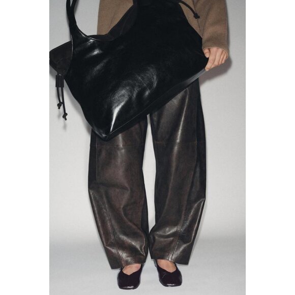 ZARA LIMITED EDITION LEATHER BALLET FLATS - Picture 2 of 6